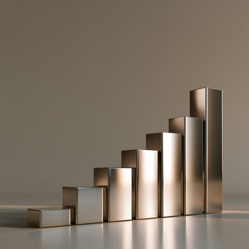 Metallic Bars Illustrating Growth and Progress in Business Metrics