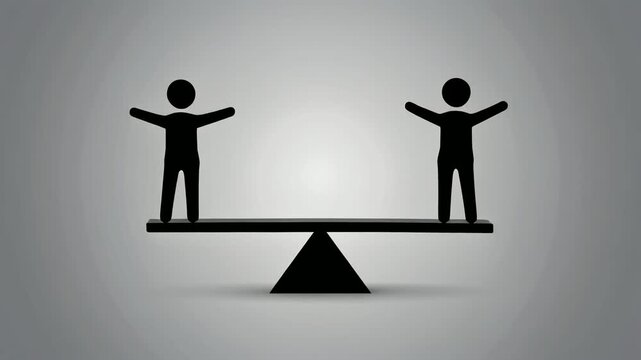 巨大な天秤の両端に立つ二つの人影
