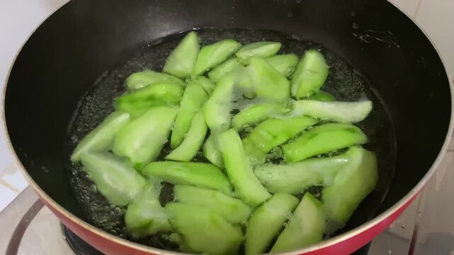 Boiling Chayote in a Pot