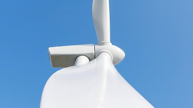 Wind Turbine Blades Against Clear Sky for Renewable Energy