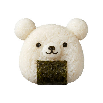 Cute bear shaped rice ball with seaweed detailing