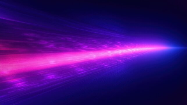 vibrant magenta and blue neon light trail streaking toward a distant vanishing point, energetic futuristic motion
