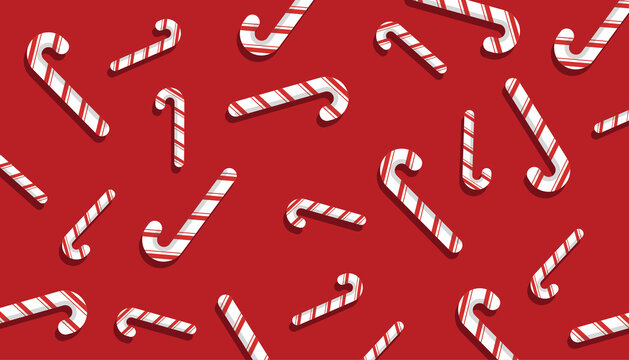 Christmas Vector Background, Abstract Candy Cane Pattern on Crimson background color. Red Candy Cane backgrounds. Vector art