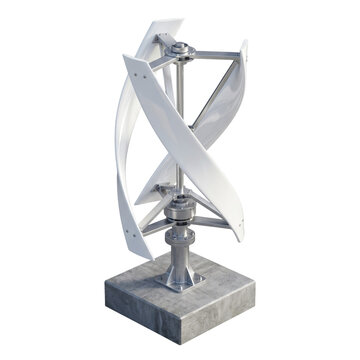 3D render vertical axis residential wind turbine power