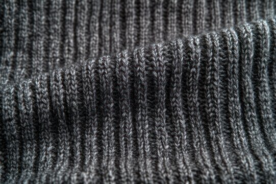 close-up of gray ribbed knit fabric with folded texture conveying warmth and cozy comfort