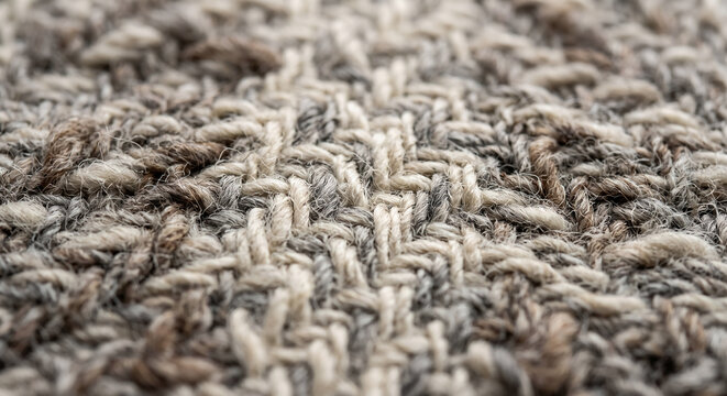 Close-Up of Hand-Loomed Wool Texture in Natural Undyed Tones