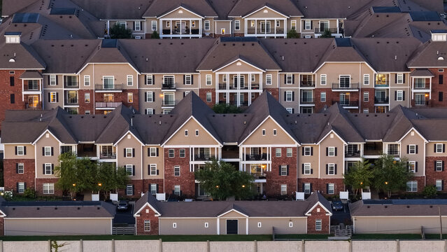 Suburban apartment complex buildings developing residential housing
