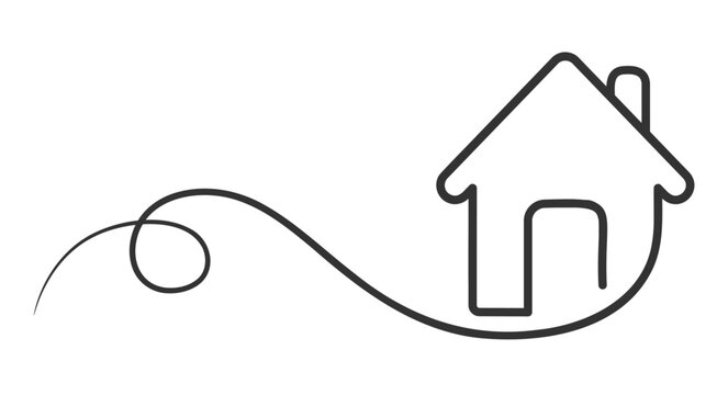 House line illustration with thin elegant line with swirl