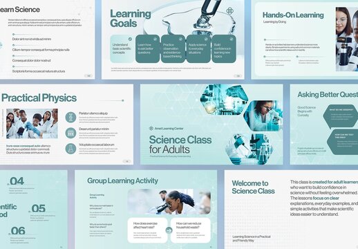 Science Education Presentation Template for STEM Class Slides, Teaching Resource for Biology, Chemistry, Physics Classroom Slideshow