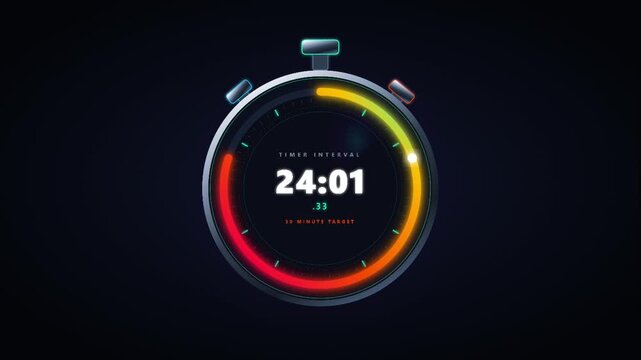 Digital 30 minute timer counting down with circular progress bar