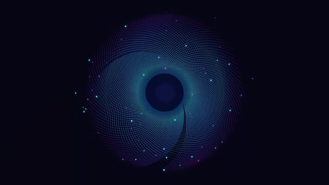 Neon Blue Quantum Iris Portal Counter-Rotating Filaments 4K Seamless Motion Loop