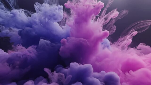 Pink and blue ink swirling in water