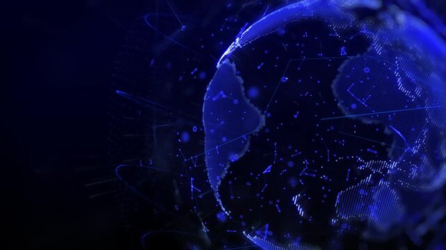 Technology earth planet global network data connection 2 scene 4K motion