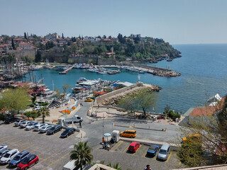 Naklejka premium Antalya Marina and Old Town Coastal View in Turkey