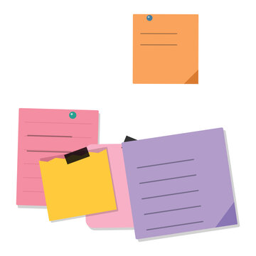Colorful stacked papers with sticky notes