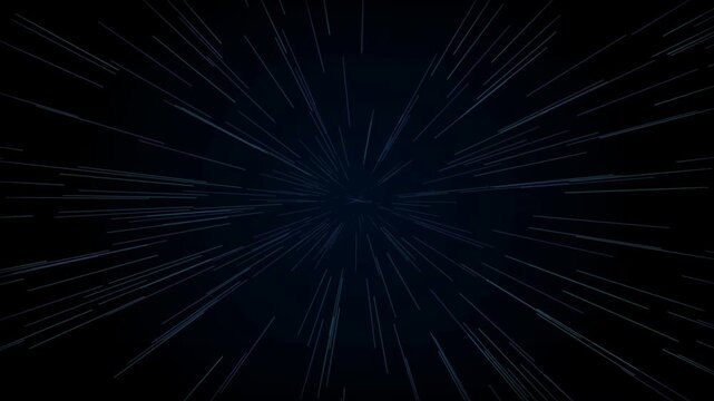 abstract hyperspace warp speed lines moving fast in dark outer space motion background