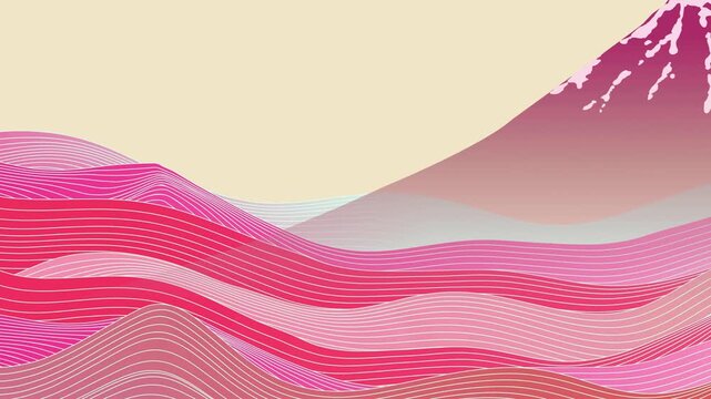 Minimalist Mount Fuji Landscape Illustration 4K
