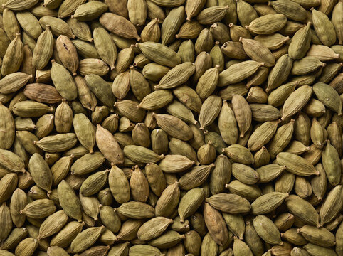 Full Frame Background of Aromatic Dried Green Cardamom Pods