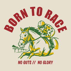Fototapeta premium Vintage Hand-Drawn Race Day Equestrian Graphic Featuring Cartoon Horse Mascot