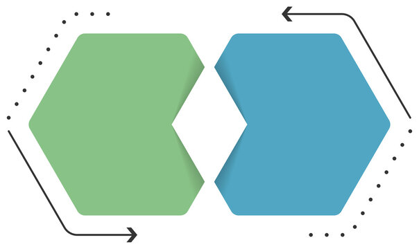 Infographic template with two opposing hexagonal shapes
