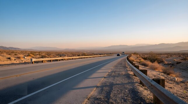 Abstract highway landscape with blurred motion and warm sunset colors