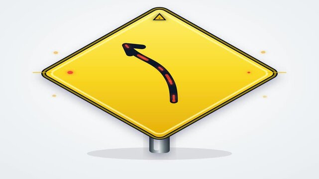 Yellow isometric arrow sign motion animation showing left directional movement