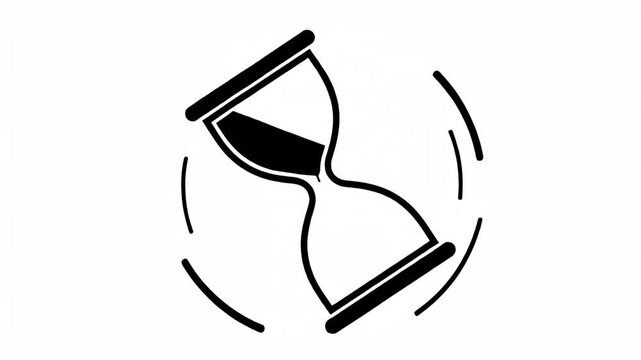 Hourglass preloader icon rotating and sand flowing minimalist line art loading animation indicator