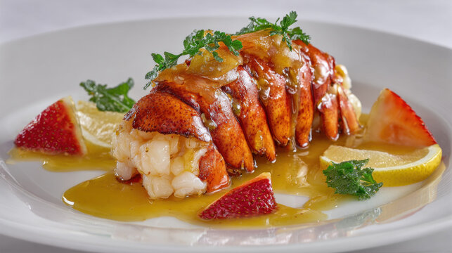 perfectly poached lobster tail with citrus