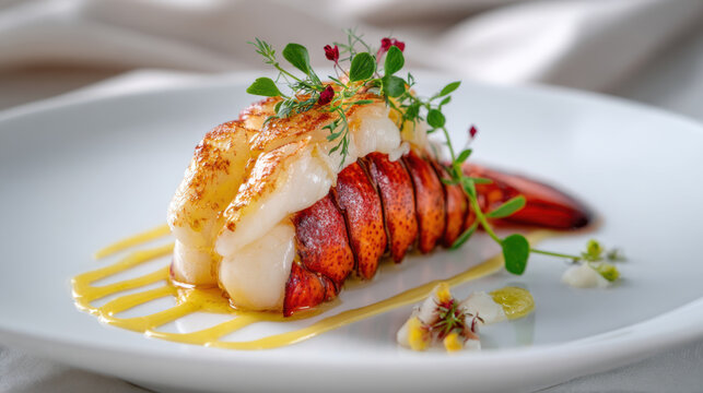 perfectly poached lobster tail with citrus