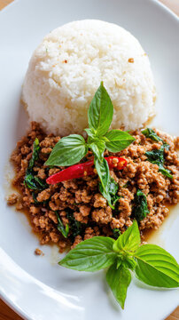 pad kra pao stir-fried minced pork with thai basil