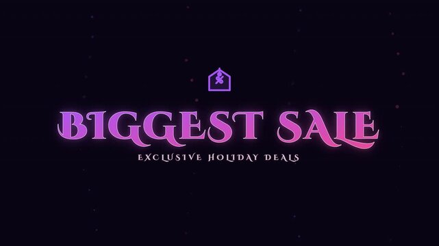 Biggest Sale glowing neon text for promotional marketing display