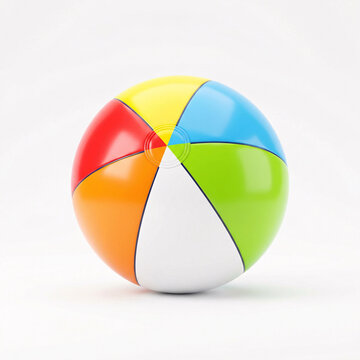 Ballon de plage multicolore gonflable isol&eacute; sur fond blanc en illustration 3D