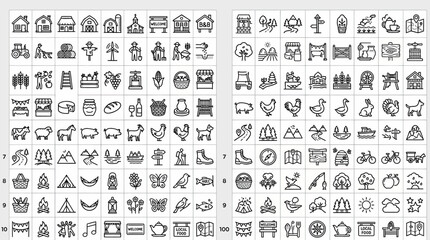 Obraz premium Set of farm and countryside icons