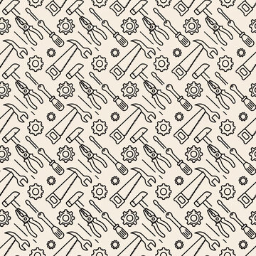 Seamless pattern with working tools icons