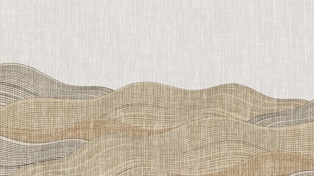 Minimalist Landscape Illustration with Wavy Patterns 4K