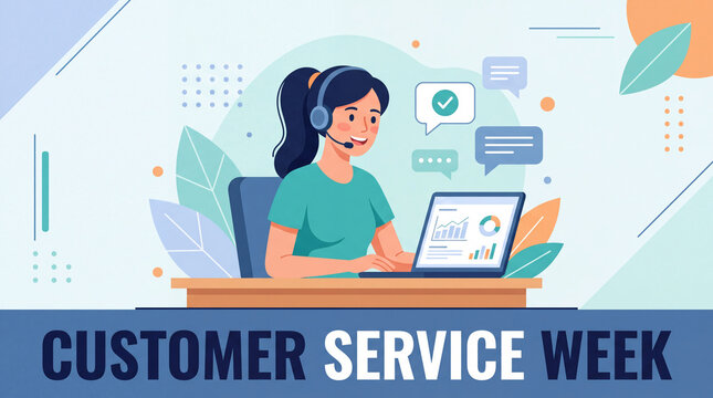 Customer service week background or banner illustration