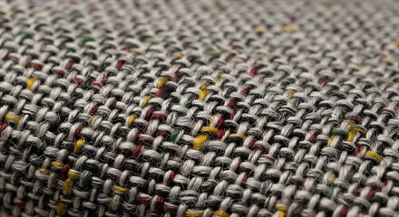 Fototapeta premium Close-up of textured woven fabric surface - A detailed close-up image showcasing the intricate texture of a woven fabric, highlighting its natural pattern and tactile appeal.