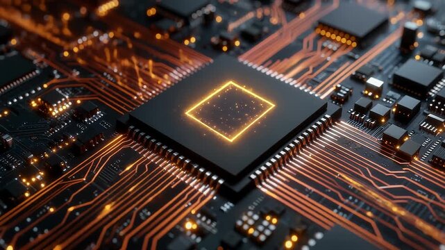 Futuristic microprocessor with glowing data flow 4K Generative AI