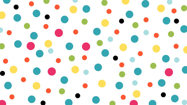 Colorful Confetti Dot Seamless Pattern - Random Multicolor Circles in Teal Magenta Yellow Orange on White Background for Party Fabric Print