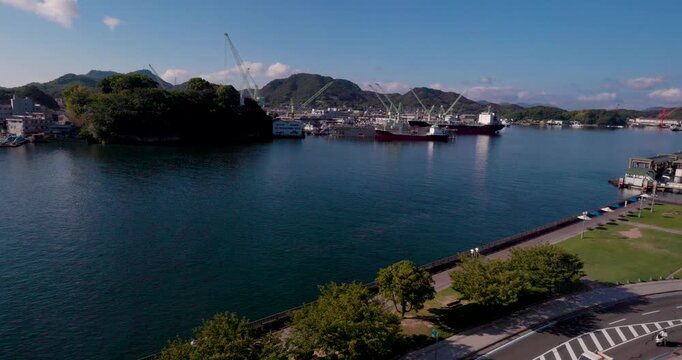 Boats and Shipyard in Onomichi Harbor, Hiroshima, Japan