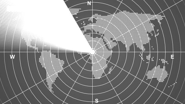 Abstract radar screen digital interface. Blue scanning beam over grid display represents cybersecurity, surveillance systems, advanced digital tracking concepts. Radar screen showing scan results.
