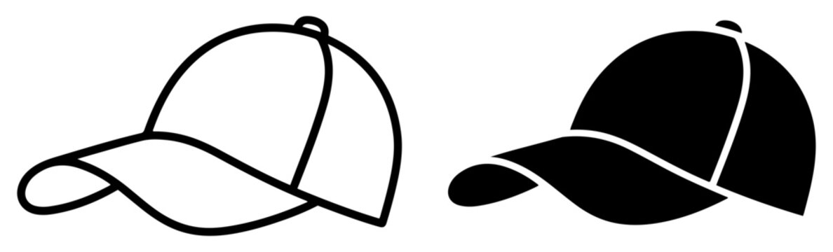 baseball cap hat headwear outline filled icon
