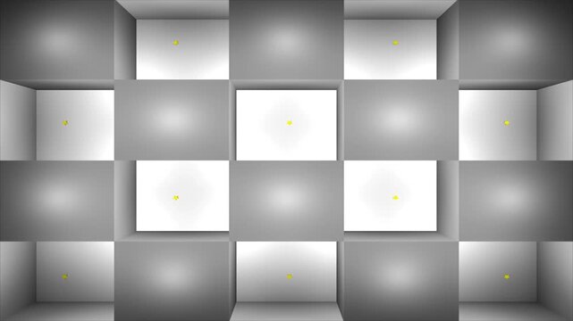 グリッド状にへこんだ壁に赤いハートが現れドキドキする、FullHD解像度のループ映像素材、VJ素材
