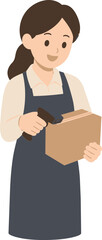 Fototapeta premium Retail store clerk scanning a parcel for convenience store service