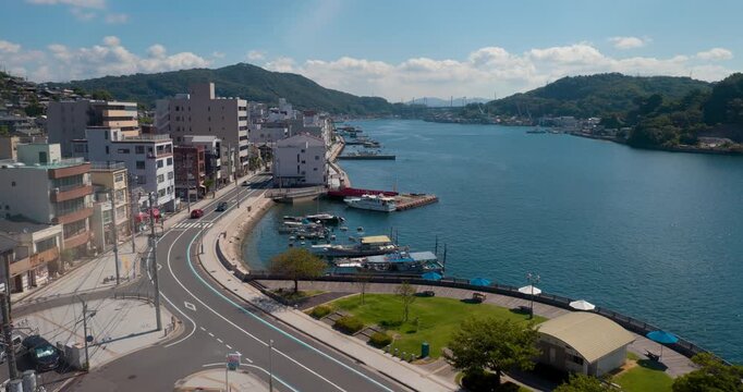 Onomichi Waterfront Road and Harbor on the Seto Inland Sea, Japan