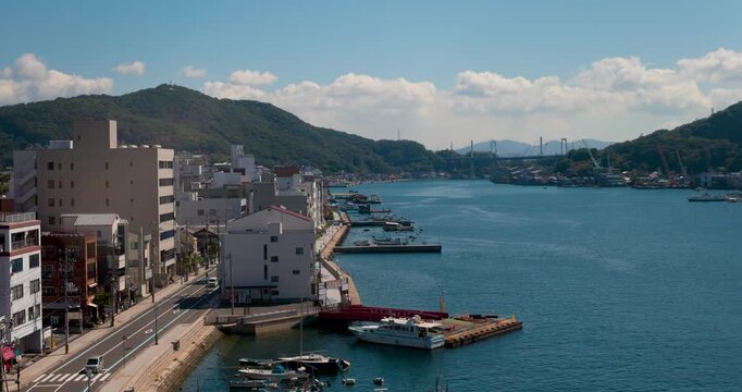 Onomichi Waterfront Road and Harbor on the Seto Inland Sea, Japan