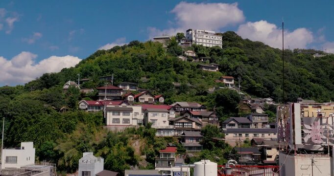 Hillside Neighborhood and Traditional Cityscape in Onomichi, Hiroshima, Japan
