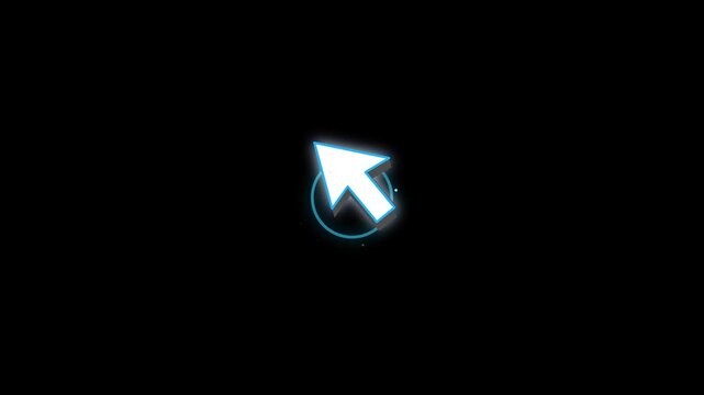 Glowing white mouse cursor motion animation on dark digital background
