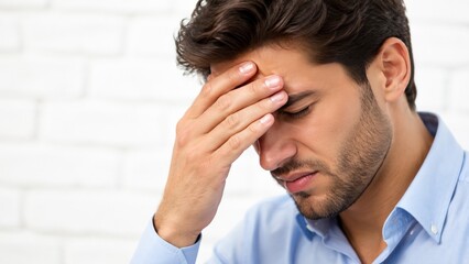 Fototapeta premium Sad Serious Businessman Feeling Stressed, Worried and Emotionally Overwhelmed