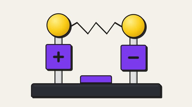 Educational Science Experiment Setup Demonstrating Electrical Polarity with Positive and Negative Terminals Connected